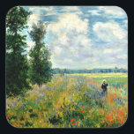 Adesivo Quadrado Monet - Poppy Field, Argenteuil,<br><div class="desc">Claude Monet 1875 pintura,  Poppy Field,  Argenteuil,  best-seller</div>