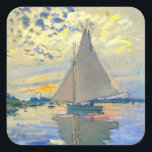 Adesivo Quadrado Monet Sailboat no Le Petit-Gennevilliers<br><div class="desc">Vinhetas com a pintura a óleo de Claude Monet a veleiro no Le Petit-Gennevilliers (1874). Um veleiro sereno veleja as águas de Paris,  França. Perfeito para amantes do impressionismo e colecionadores de arte franceses!</div>