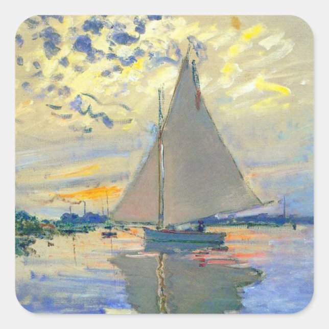 Adesivo Quadrado Monet Sailboat no Le Petit-Gennevilliers (Frente)