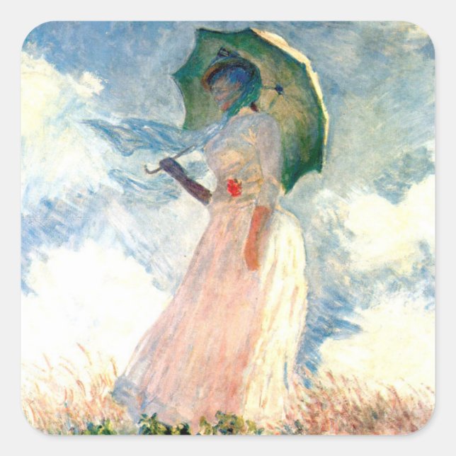 Adesivo Quadrado Monet Woman com Parasol à esquerda (Frente)