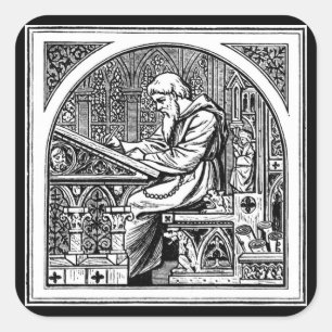 Adesivo Quadrado Monge na mesa de escrita medieval