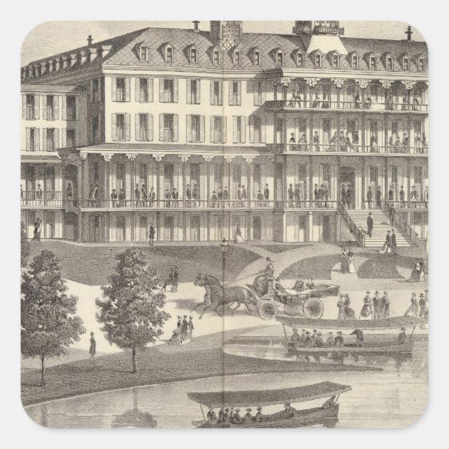 Adesivo Quadrado Monmouth House, Primavera Lake Beach, Nova Jersey (Frente)