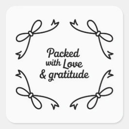 Adesivo Quadrado Monochrome style Packed with Love & Gratitude 