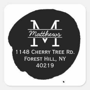 Adesivo Quadrado Monograma à moda do costume do Splatter da tinta