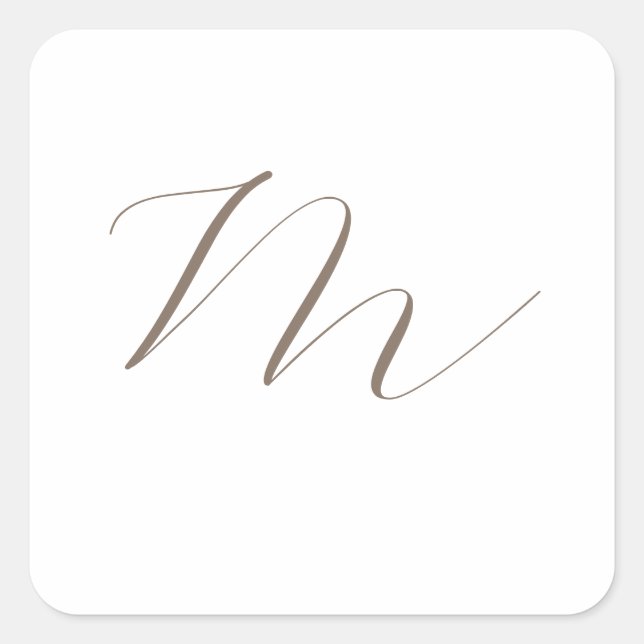 Adesivo Quadrado Monograma Caligráfico Único Planeta Moderno (Frente)