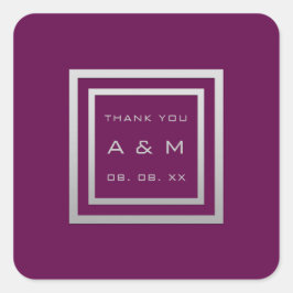 Adesivo Quadrado Monograma Cinza Frame Silver Weding Marsala