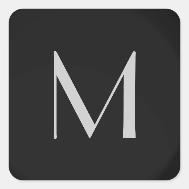 Adesivo Quadrado Monograma Cinza Preta Moderna Adicionar Seu Nome I (Frente)