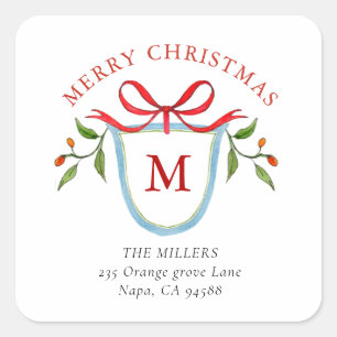 Adesivo Quadrado Monograma Citrus Crest com endereço