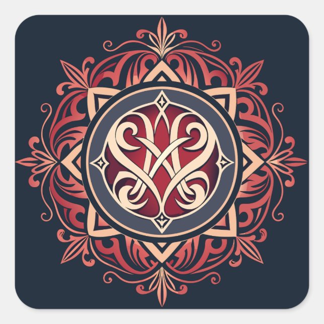 Adesivo Quadrado Monograma Clássico (Frente)