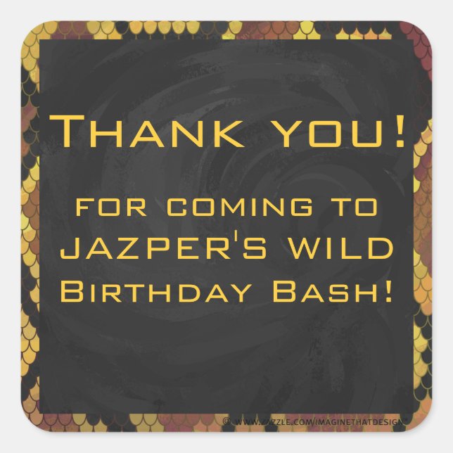 Adesivo Quadrado Monograma Cobra castanho e Impressão Dourado (Frente)