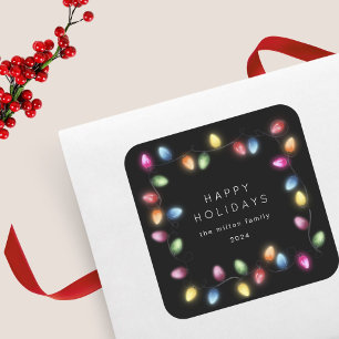 Adesivo Quadrado Monograma Colorido das Luzes de Natal