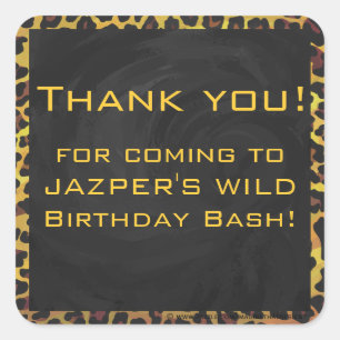 Adesivo Quadrado Monograma com Leopardo Castanho e Amarelo