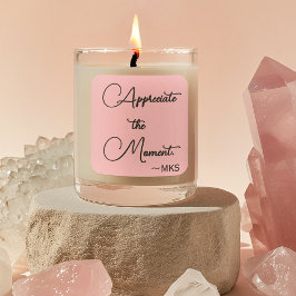 Adesivo Quadrado Monograma cor-de-rosa com 3 pol. e afirmação posit