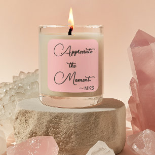 Adesivo Quadrado Monograma cor-de-rosa com 3 pol. e afirmação posit