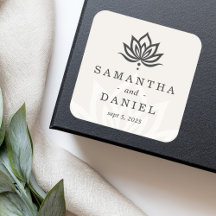 Monograma da flor de lótus elegante marfim neutro