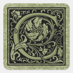 Adesivo Quadrado Monograma da letra da letra C primeiro