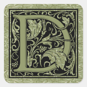 Adesivo Quadrado Monograma da letra da letra D primeiro