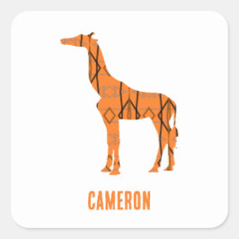 Adesivo Quadrado monograma da silhueta de girafa abstrato