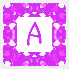 Adesivo Quadrado Monograma das marcações simétricas, rosa e branco