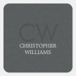 Adesivo Quadrado Monograma de Cinzas de Textura Masculina Moderna E