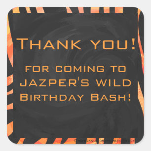 Adesivo Quadrado Monograma de Laranja e Zebra Negra