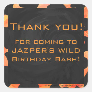 Adesivo Quadrado Monograma de Laranja e Zebra Negra