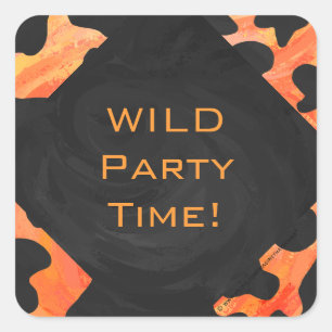 Adesivo Quadrado Monograma de Laranja e Zebra Negra