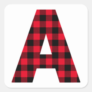 Adesivo Quadrado Monograma de letra A em negrito com xadrez búfalo 