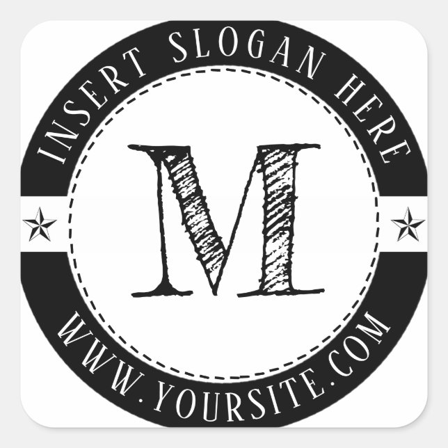 Adesivo Quadrado Monograma de Negócios Personalizado (Frente)