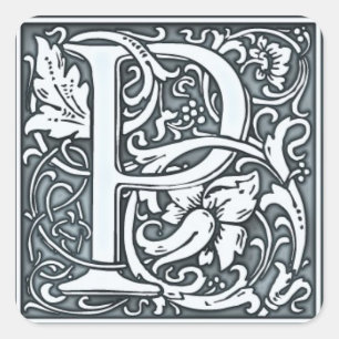 Adesivo Quadrado monograma de prata do flourish