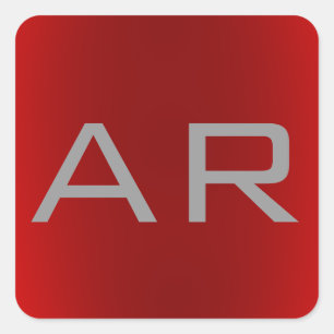 Adesivo Quadrado Monograma de Tendência Vermelha da Cinza na moda