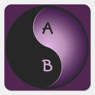 Adesivo Quadrado monograma de yang do yin - roxo