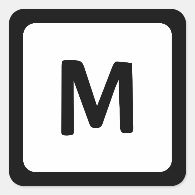 Adesivo Quadrado Monograma do canto arredondado da borda preta (Frente)