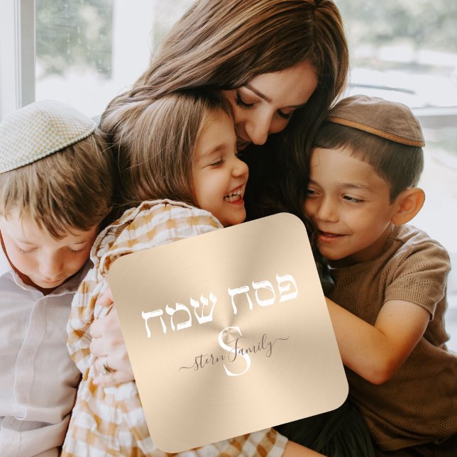 Adesivo Quadrado Monograma Dourado e Branco da Páscoa e Páscoa (Criador carregado)