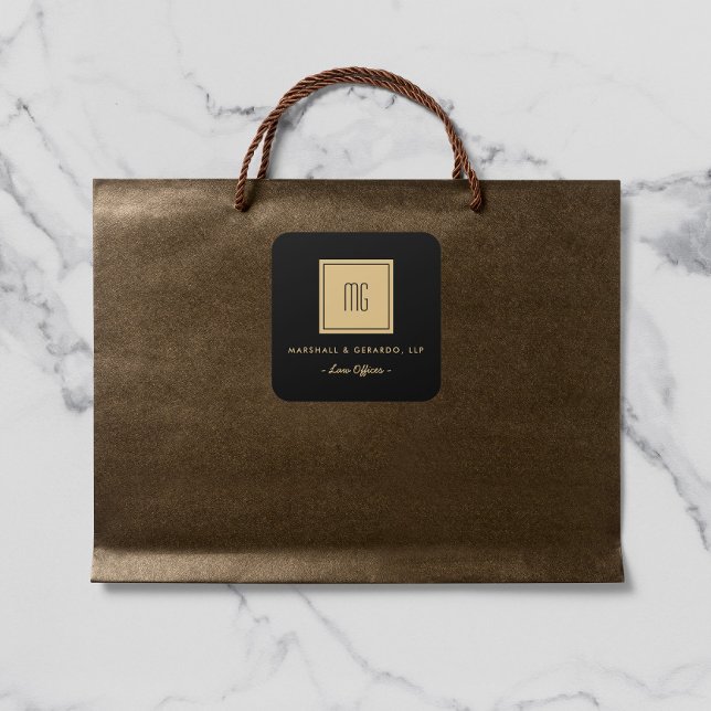 Adesivo Quadrado Monograma Dourado e Preto (Criador carregado)