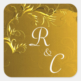 Adesivo Quadrado Monograma Dourado Elegante