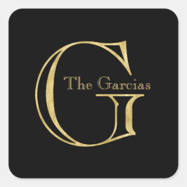 Adesivo Quadrado Monograma Dourado G e nome em qualquer cor