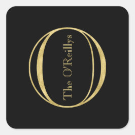 Adesivo Quadrado Monograma Dourado O e nome em qualquer cor