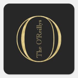 Adesivo Quadrado Monograma Dourado O e nome em qualquer cor