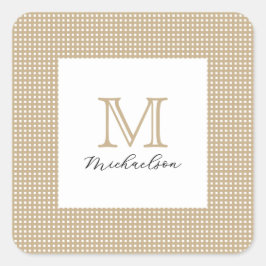 Adesivo Quadrado Monograma Elegante Minimalista Moderno em Dourado