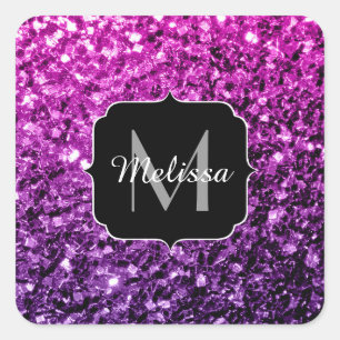 Adesivo Quadrado Monograma falso brilho ombre rosa roxo