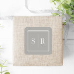 Adesivo Quadrado Monograma Greige Wedding<br><div class="desc">Os adesivos clássicos e elegantes do monograma são perfeitos para selar seus envelopes de convite, favores e muito mais. O chic e o design simples no bege cinza verde neutro apresentam suas iniciais, monograma ou duograma enquadrado por uma borda geométrica fina em branco. Projetado para coordenar com nossa coleção de...</div>
