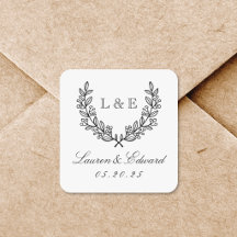 Monograma Inicial de Casamento com Louro Clássico