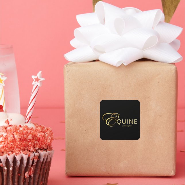 Adesivo Quadrado Monograma - Letra E Cavalo em ouro (Festa)