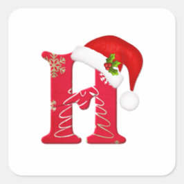 Adesivo Quadrado Monograma - letra H, Vinheta de Natal