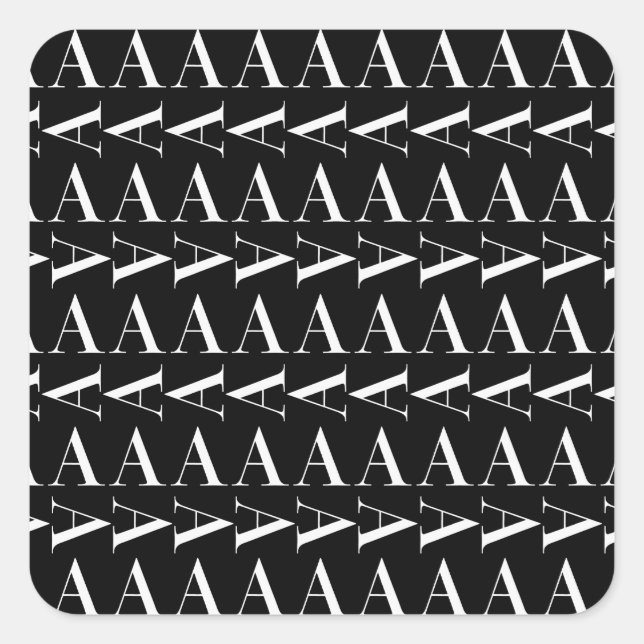 Adesivo Quadrado Monograma - Letra Inicial A (Frente)