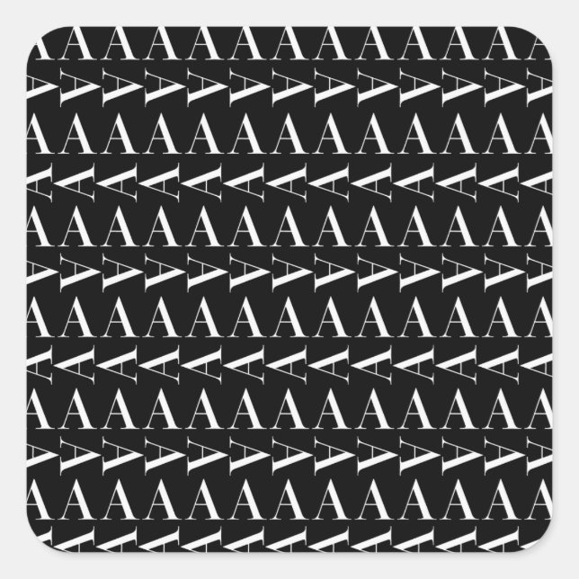 Adesivo Quadrado Monograma - Letra Inicial A, Escolher Cor de Fundo (Frente)