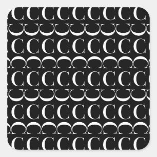 Adesivo Quadrado Monograma - Letra inicial C