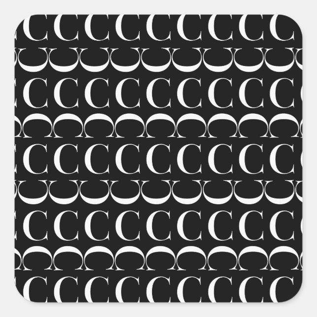 Adesivo Quadrado Monograma - Letra inicial C (Frente)