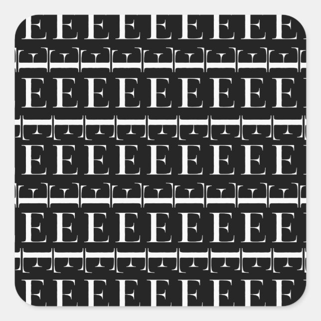 Adesivo Quadrado Monograma - Letra Inicial E (Frente)